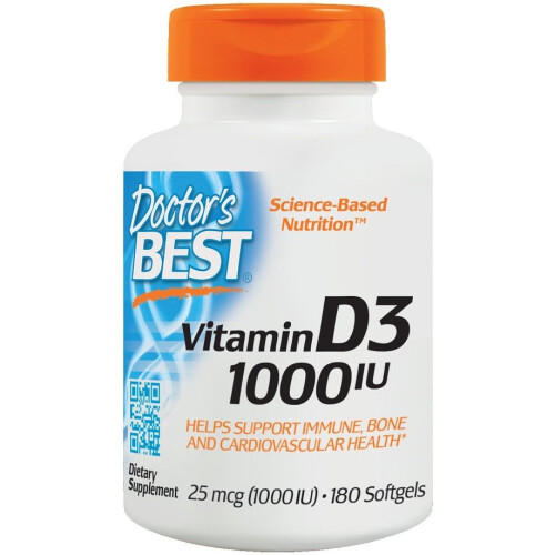 Doctor's Best, Vitamina D3, 25 mcg (1,000 IU), 180 Softgels