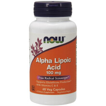 NOW Foods, Alfa-Lipoiinihappo, 100 mg, 60 Kasviskapselit