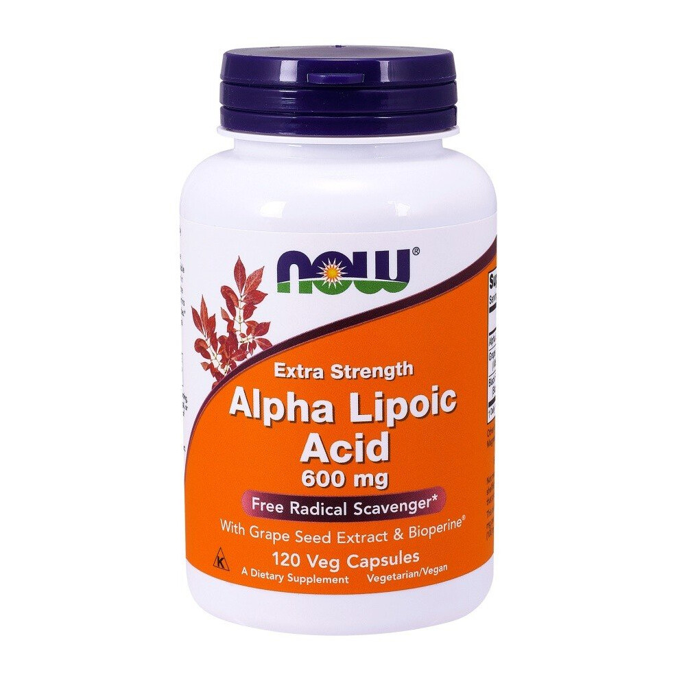 Now Foods Alpha Lipoic Acid With Grape Seed Extract & Bioperine, 600Mg 120 Vcaps