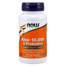 NOW Foods, Aloe 10,000 & Probiotika, 60 Veggie-Kapseln