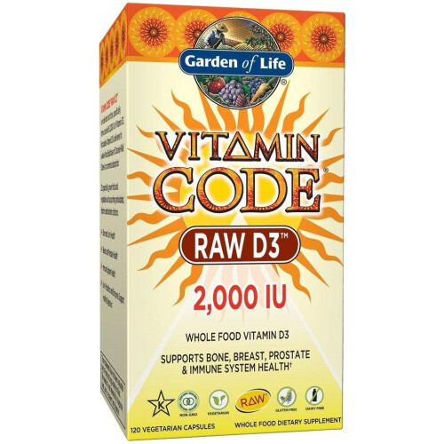 Garden of Life, Βιταμίνη Code, RAW D3, 50 mcg (2.000 IU), 120 Βοτανογενείς Καψούλες