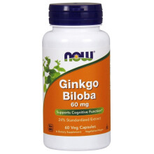 NOW Foods, Ginkgo Biloba, 60 mg, 60 Veg Capsules
