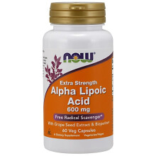 NOW Foods, Alfa Lipoiinihappo, 600 mg, 60 Kasvispilluli