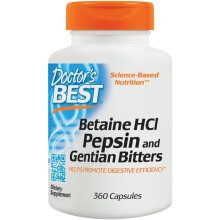 Doctor's Best, Bétaïne HCl, Pepsine et Amers de Gentiane, 360 Gélules