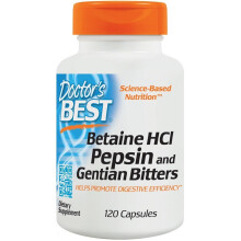 Doctor's Best, Betain HCl Pepsin & Gentian Bitters, 120 Kapsler