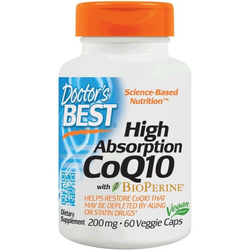 Doctor's Best, CoQ10 com Absorção Alta e BioPerine, 60 Veggie Caps