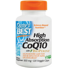 Doctor's Best, Vysoká absorpce CoQ10 s BioPerinem, 100 mg, 120 veggie kapslí