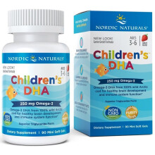 Nordic Naturals, DHA para Crianças, Idade 3-6, Morango, 90 Mini Géis Moles Brotáveis