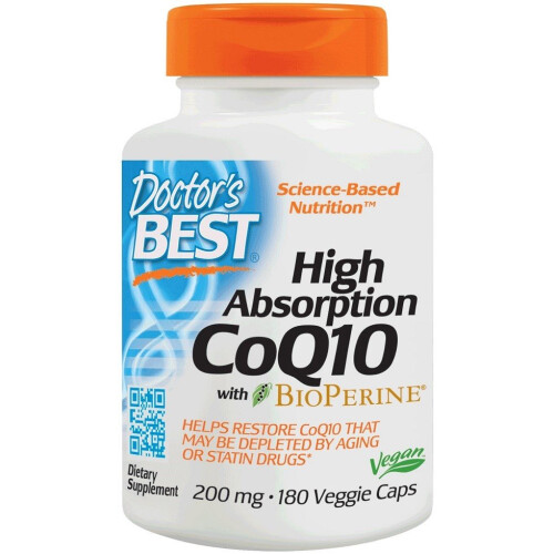 Doctor's Best, Υψηλή Αbsorption CoQ10 με BioPerineÆ, 200 mg, 180 Φυτικές Κψήλες