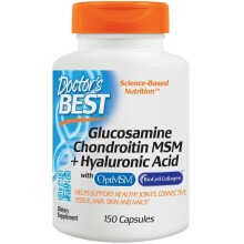 Doctor's Best, Glukozamina Chondroityna MSM + Kwas Hyaluroniczny Z OptiMSM BioCell Collagenem, 150 Veggie Kapsułek