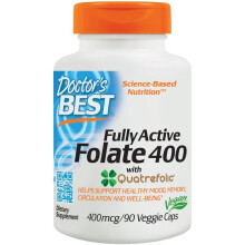 Doctor's Best, Folate Entièrement Actif 400 avec Quatrefolic, 400 mcg, 90 Capsules Végétariennes