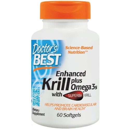 Doctor's Best, Krill Plus Omega3s, Melhorado, 60 Softgels
