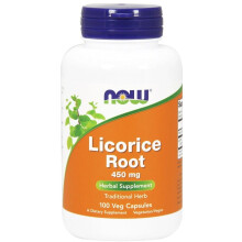NOW Supplements Licorice Root 450 mg Veg Caps - 100 Count