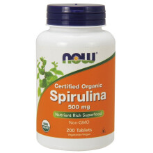 NOW Foods, Certifierad Organisk Spirulina, 3 000 mg, 200 tabletter (500 mg Per Tablet)