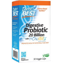 Doctor's Best, Probiotique Digestif 20 Milliards avec Howaru, 30 Gélules Végétales