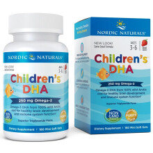 Nordic Naturals, Children's DHA, Ages 3-6, Strawberry, 180 Mini Chewable Soft Gels