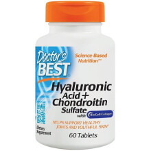 Doctor's Best, Acide Hyaluronique + Sulfate de Chondroïtine avec BioCell Collagène, 60 Comprimés