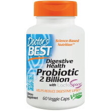 Doctor's Best, Salute Digestiva, Probiotico 2 Miliardi con LactoSpore, 60 Capsule Vegetariani