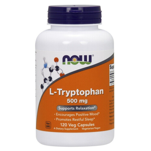 NOW Foods L-Triptófano, NOW Foods, 500 mg, 120 Comprimidos Veg