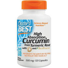 Doctor's Best Curcumina de Alta Absorción de Raíz de Cúrcuma con Complejo C3 y BioPerina, 500mg - 120cápsulas