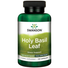 Swanson, Feuille de Basilic Sacré, Spectre Complet, 400 mg, 120 Gélules