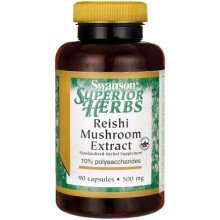 Swanson, Extrait de Champignon Reishi, Standardisé, 500 mg, 90 Gélules