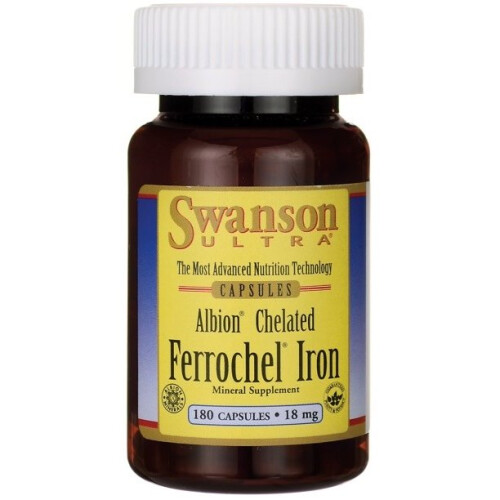 Swanson, Albion, Ferrochel Eisen, 18 mg, 180 Kapseln