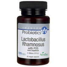 Swanson, Lactobacillus Rhamnosus avec FOS, 5 Milliards d'UFC, 60 Capsules Végétales