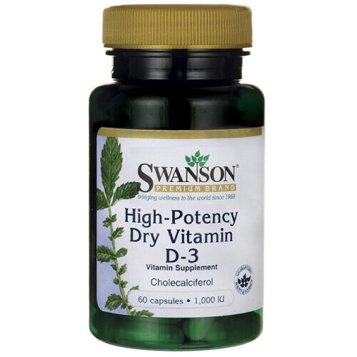 Swanson, Vitamin D3, Hohe Potenz, 25 mcg (1.000 IE), 60 Kapseln