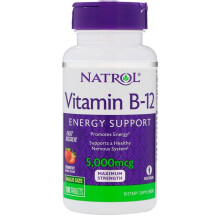 Natrol, Vitamine B-12, Dissolution Rapide, Force Maximale, Fraise, 5 000 mcg, 100 Comprimés