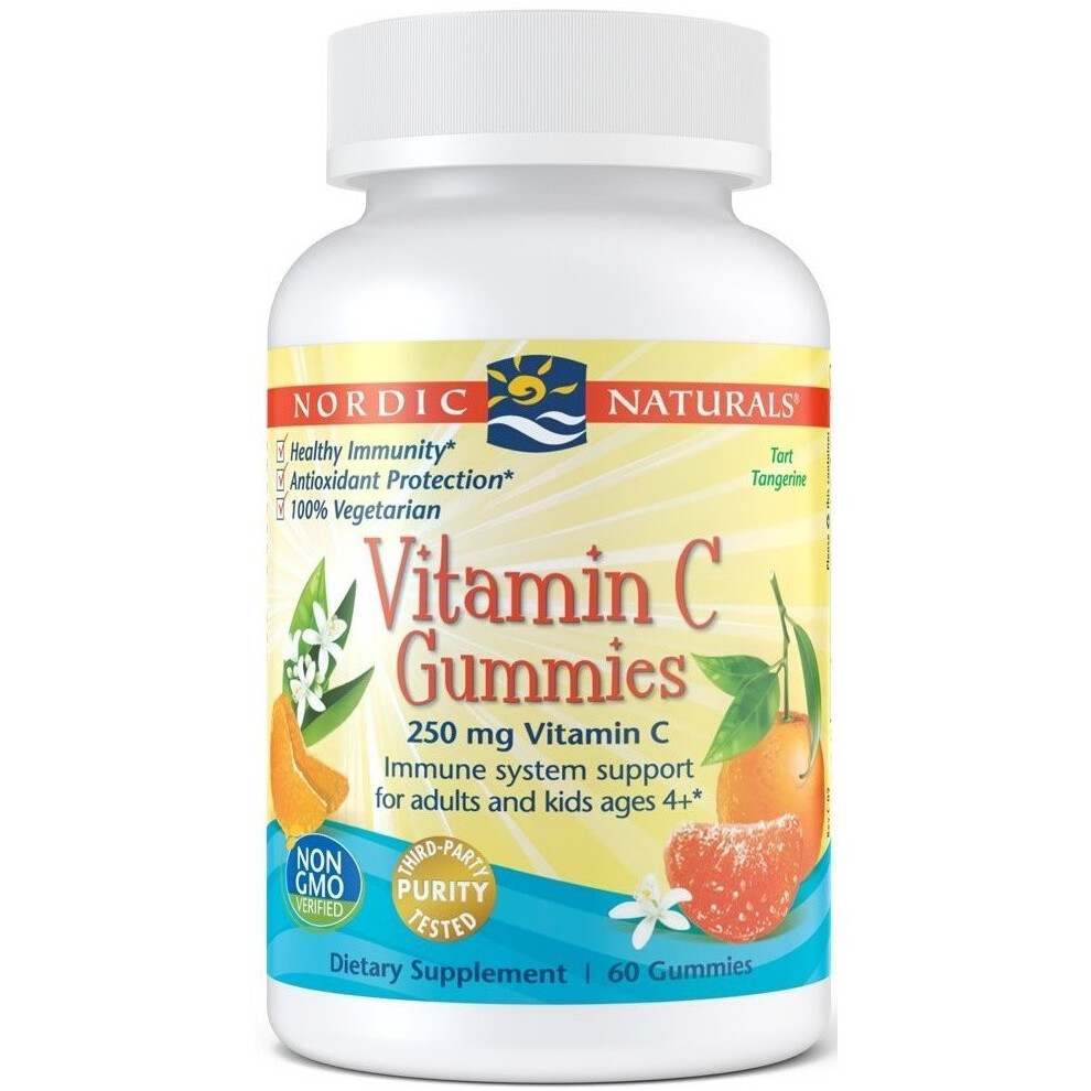 Nordic Naturals Vitamin C Gummies, 250Mg, Tangerine, 60 Gummies