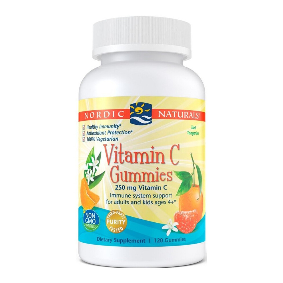 Nordic Naturals Vitamin C Gummies, 250Mg, Tangerine, 120 Gummies