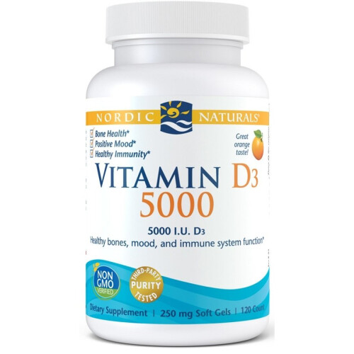 Nordic Naturals Νορδική Φυσικά, Βιταμίνη D3 5000, Πορτοκαλί, 5.000 IU, 120 Μυλινά Κپسούλες
