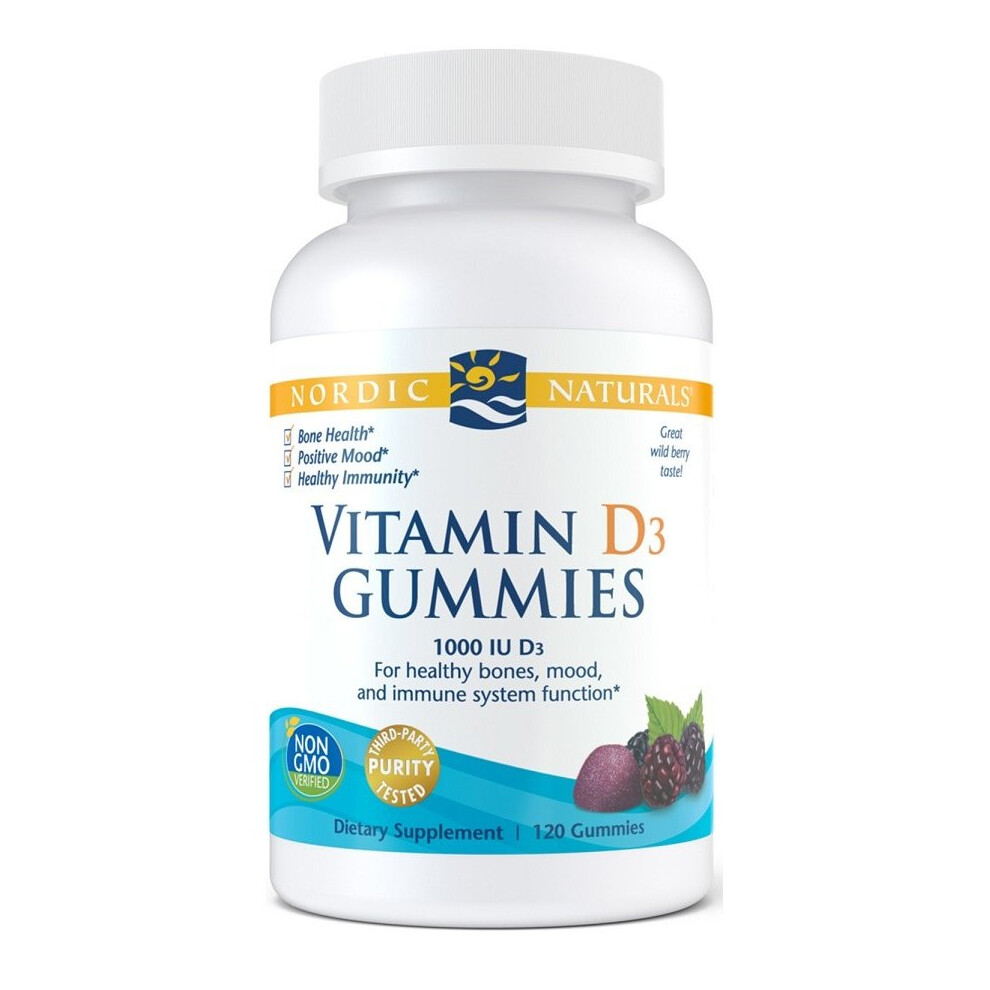 Nordic Naturals Vitamin D3 Gummies, 1000 Iu, Wild Berry, 120 Gummies
