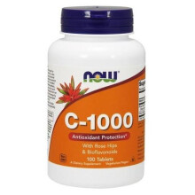 NOW Foods, C-1000, S Róznou a Bioflavonoidy, 100 Tabletiek