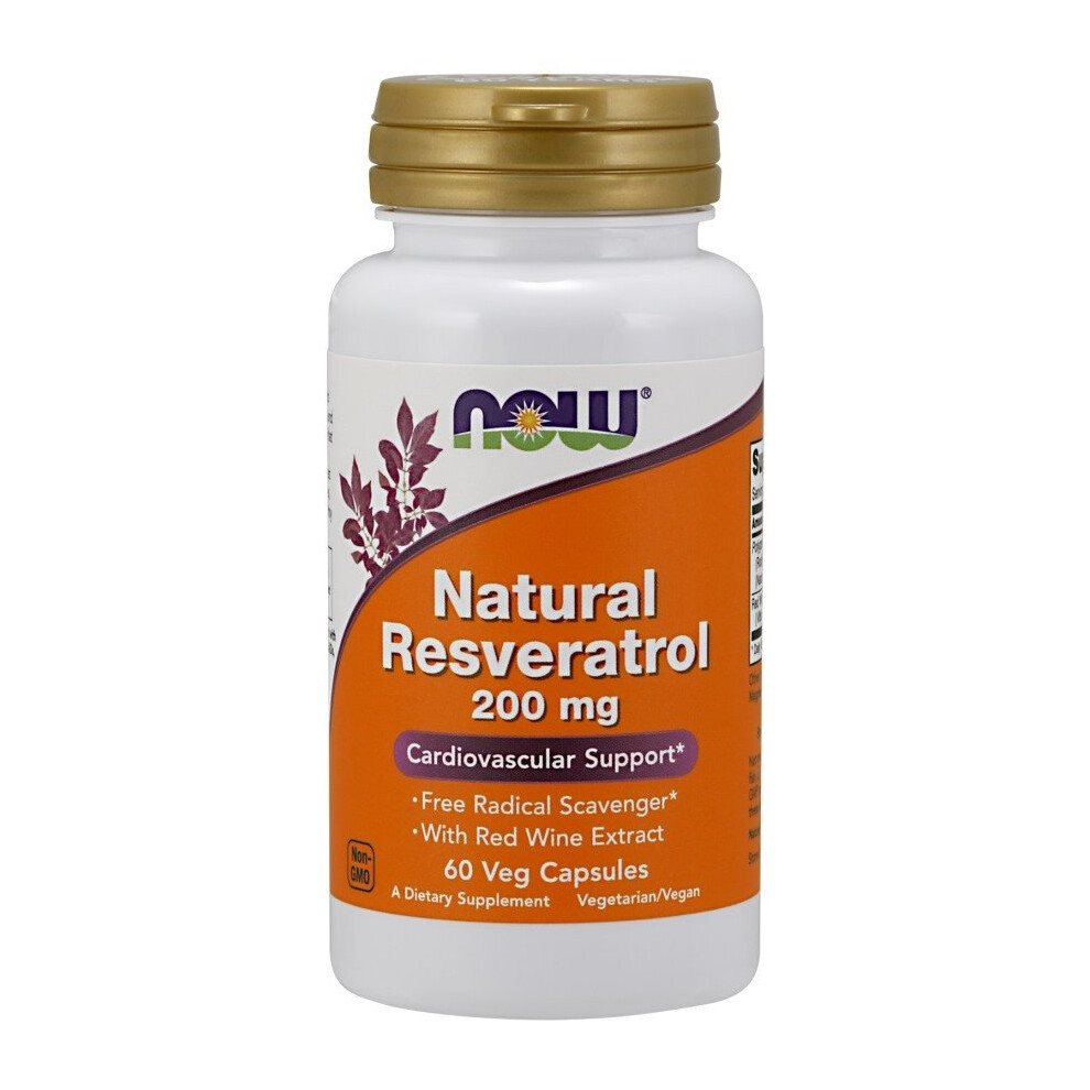 NOW Foods  Natural Resveratrol with Red Wine Extract, 200mg , 60 vcaps