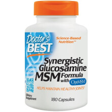 Doctor's Best, Synergiczna Formuła Glukozaminy z MSM z OptiMSM, 180 Kapsułek