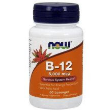 NOW Foods, B-12, 5.000 mcg, 60 Lutschtabletten