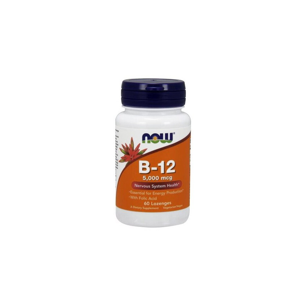 Now Foods Vitamin B-12 With Folic Acid, 5000Mcg - 60 Lozenges