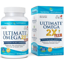 Nordic Naturals, Teen, Ultimate Omega 2X, Ålder 12+, Jordgubbs, 60 Mini Soft Gel