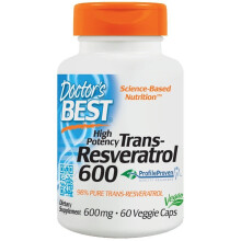 Trans-Resveratrol Alta Potenza di Doctor's Best, 600 mg, 60 Capsule Vegetali