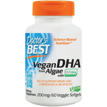 Doctor's Best, Vegan DHA from Algae with Life's DHA, 200 mg, 60 Veggie Softgels