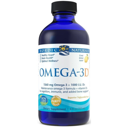 Nordic Naturals Νορδική Φύση, Ωμέγα-3D, Λεμόνι, 8 fl oz (237 ml)