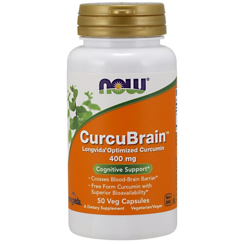 NOW Foods NOW Foods, CurcuBrain, Υποστήριξη της Κινητικής, 400 mg, 50 Φυτικά Φύλλα