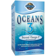 Garden of Life Ultra Pure EPA/DHA Omega 3 Fiskolja - Oceans 3 Beyond Omega 3 Supplement med Antioxidanter 60 Softgels