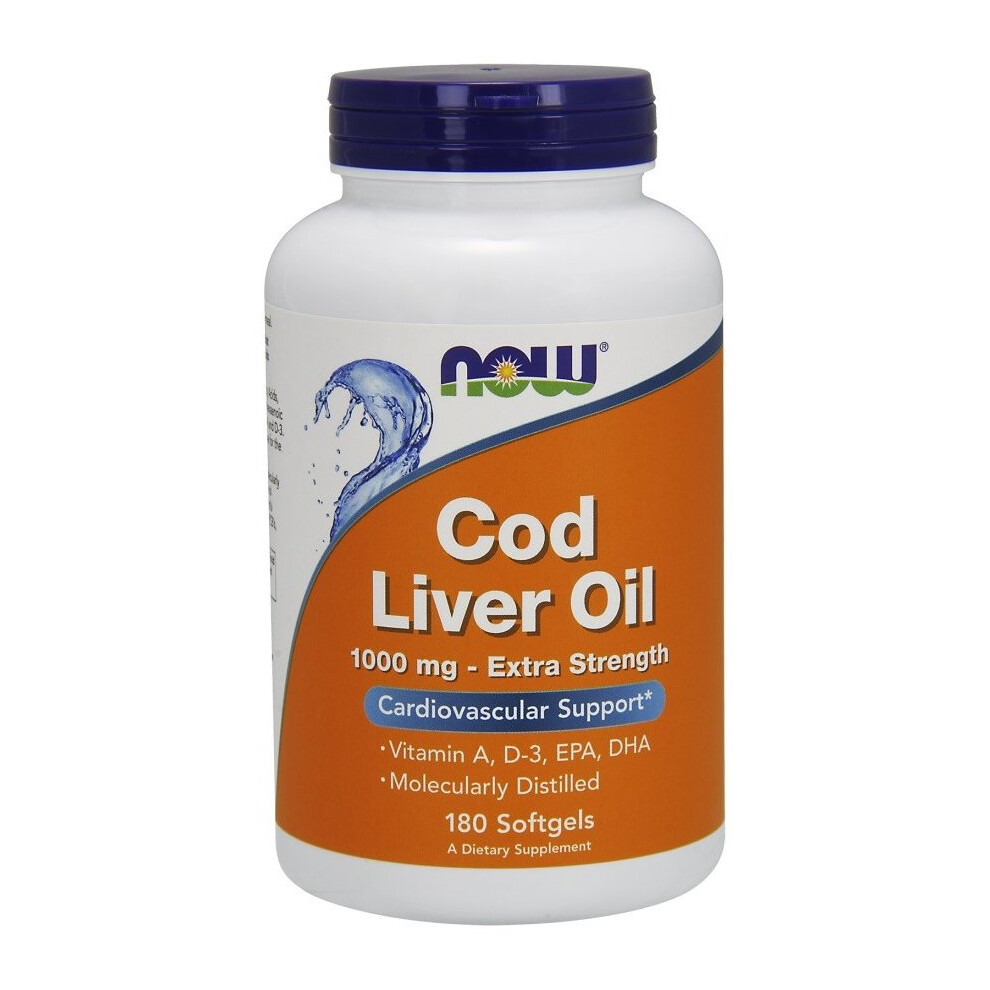 New Now Foods Cod Liver Oil, 1000Mg Extra Strength - 180 Softgels