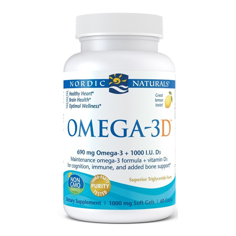 Nordic Naturals Omega-3D, Lemon 690Mg - 60 Softgels