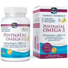 Nordic Naturals, Postnatal Omega-3, Citron, 1 120 mg, 60 Myggläder (560 mg per Mygg)