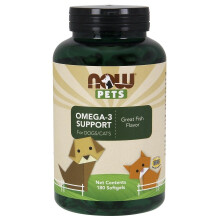 NOW Foods, Állatoknak, Omega-3 támogatás a kutyáknak/ macskáknak, Nagyszerű hal, 180 lágy kapszula, 8,9 oz (252 g)