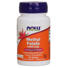 NOW Foods, Metylofolian, 1 000 mcg, 90 Tabletek